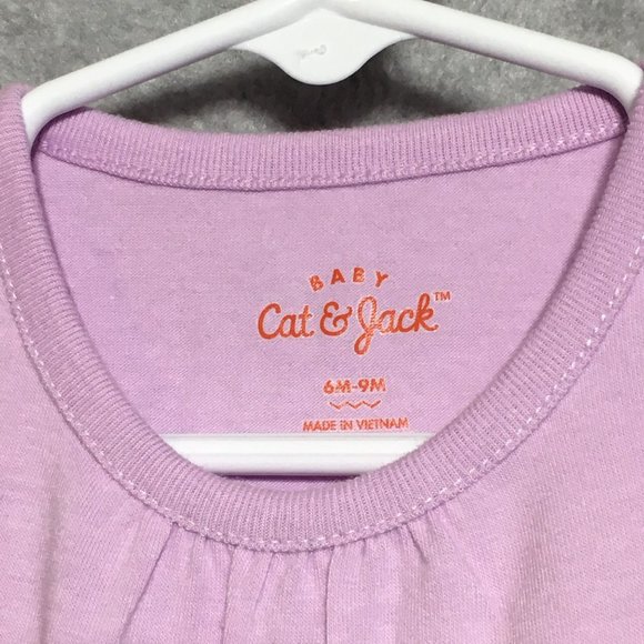 Cat and Jack Bodysuit 6-9 months Baby Infant Short Sleeve Purple Lace Sleeve New - Picture 5 of 8